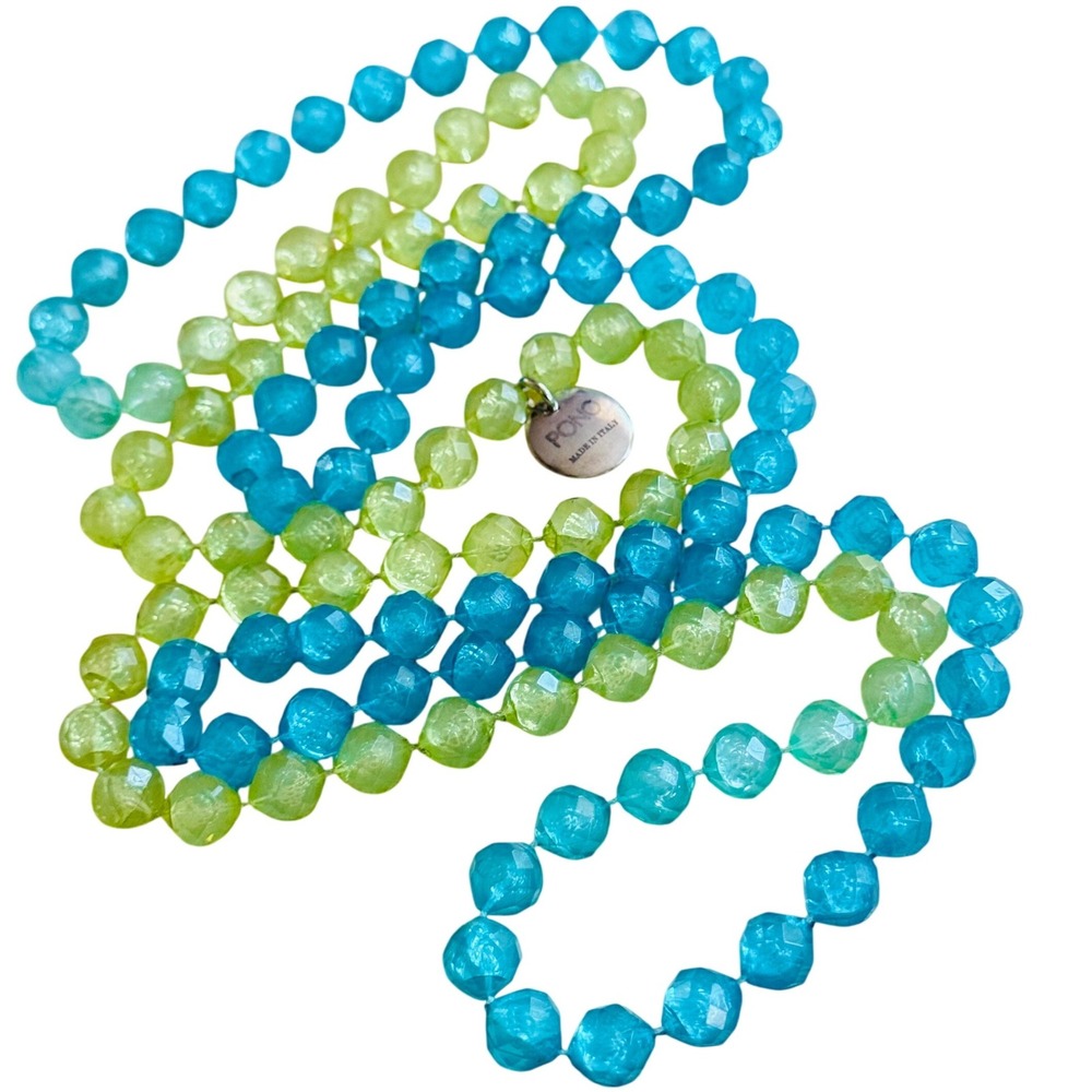 Blue and Lime Beaded Necklace - Women Jewelry Necklaces